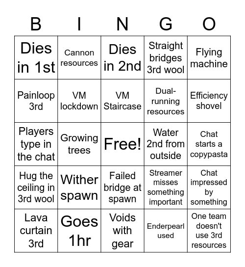 Evergreen Bingo Card