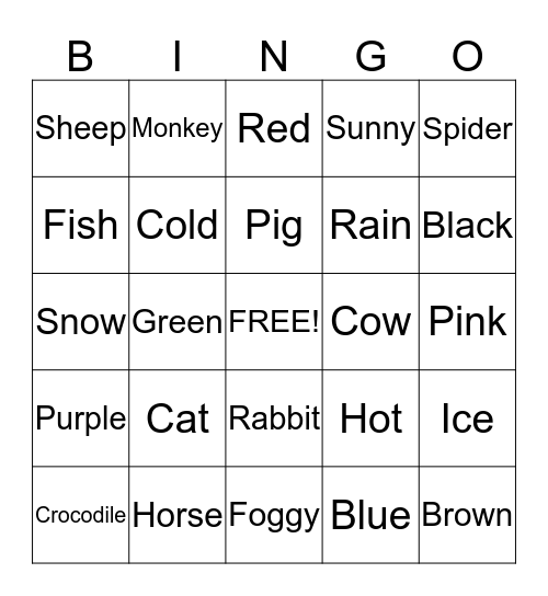 BSL Bingo Card