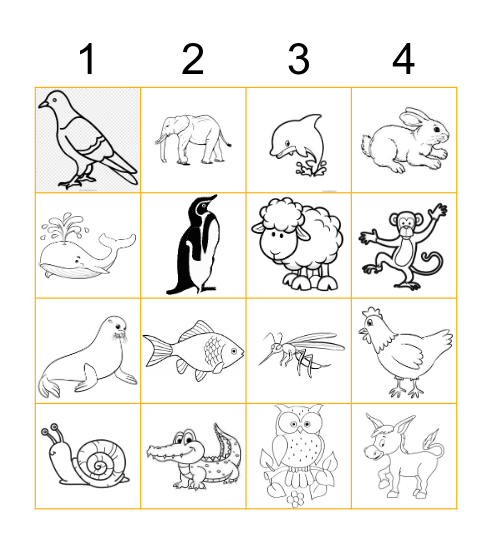 BINGO DE LOS ANIMALES Bingo Card