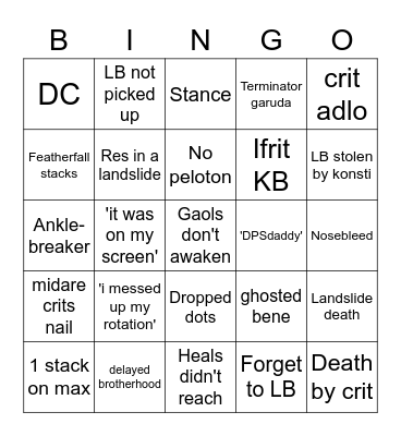 UWU Bingo Card