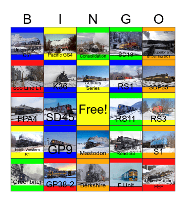 Snowy Railways Bingo Card