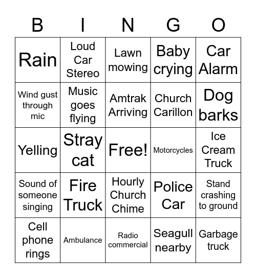 Outdoor Orchestra Bingo Card