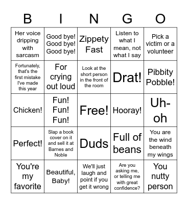 Mrs. Fox Bingo Card