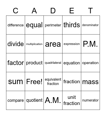 Vocabulary Hunt V4 Bingo Card