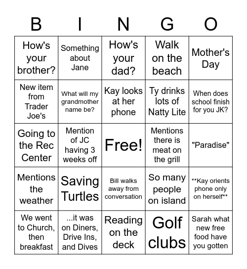 Family FT Bingo Card