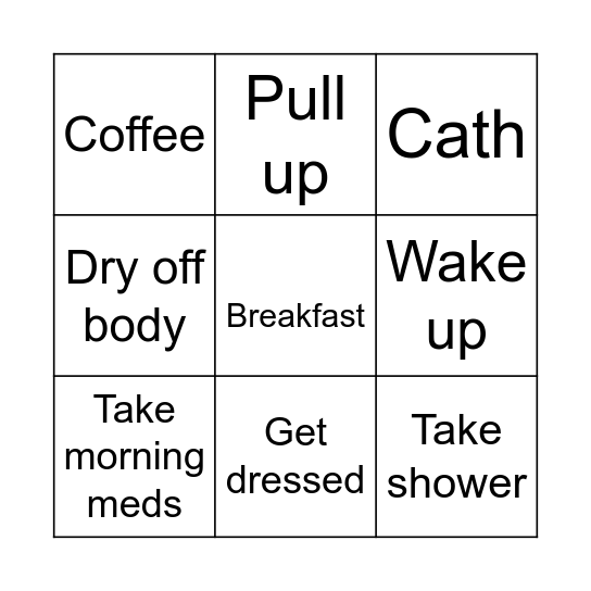 Monday morning Bingo Card