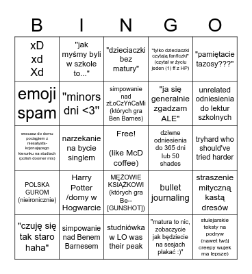 MILENIALSKIE BINGO 2k21 Bingo Card