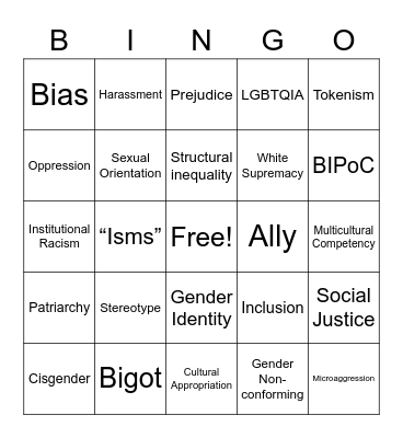 Diversity Equity & Inclusion Bingo Card