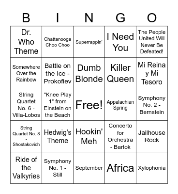 Listening Journal Bingo Card