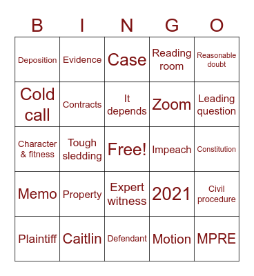 ASU LAW 2021 Bingo Card