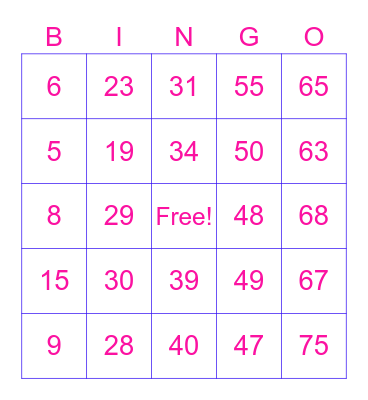 Pure Love Bingo Card