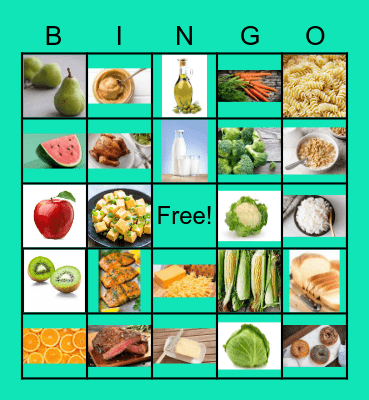 Food Group Bingo Card