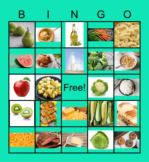 Food Group Bingo Card