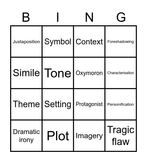 TEXT CONSTRUCTION ELEMENTS BINGO Card