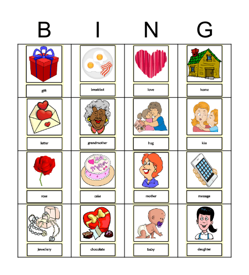 Mother's Day 2021 Bingo Card
