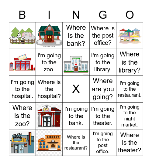 Hello Kids book 6, lesson 3 Bingo Card