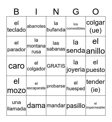 Esp 2 repaso de vocab capi 3-6 Bingo Card
