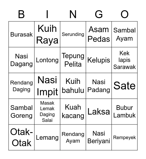 Rayaaa Bingo Card