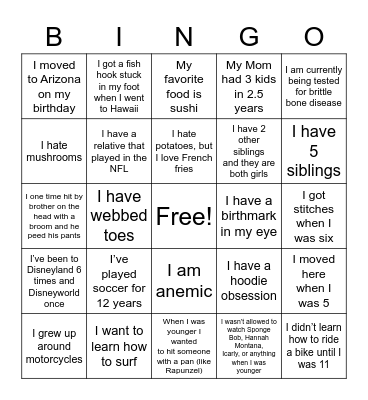 BIRTHDAY BINGO Card