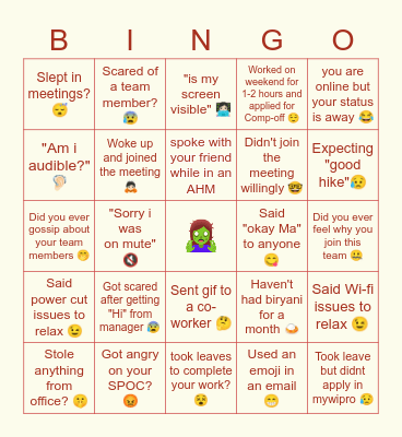 Work bingo Card