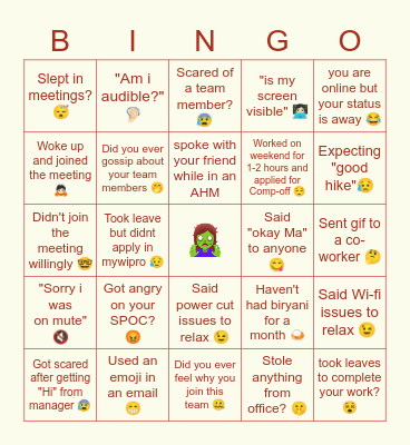 Work bingo Card