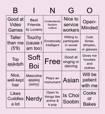 Avery's BF Bingo Card