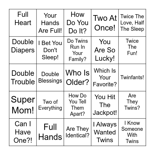 TWINGO Bingo Card