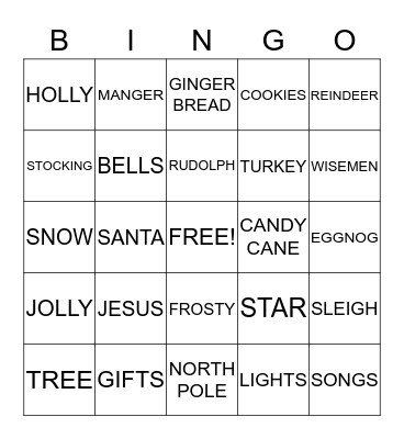 MERRY CHRISTMAS Bingo Card