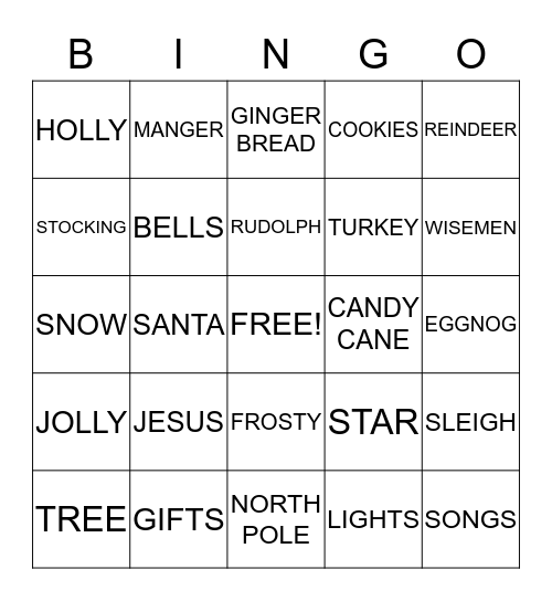 MERRY CHRISTMAS Bingo Card