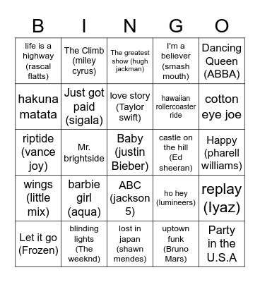 Disco Bingo Card