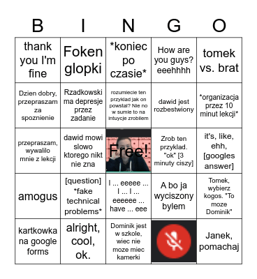 "English Bingo" na zlecenie P. Ligas, oryginal autorstwa P. Rzadkowskiego Bingo Card