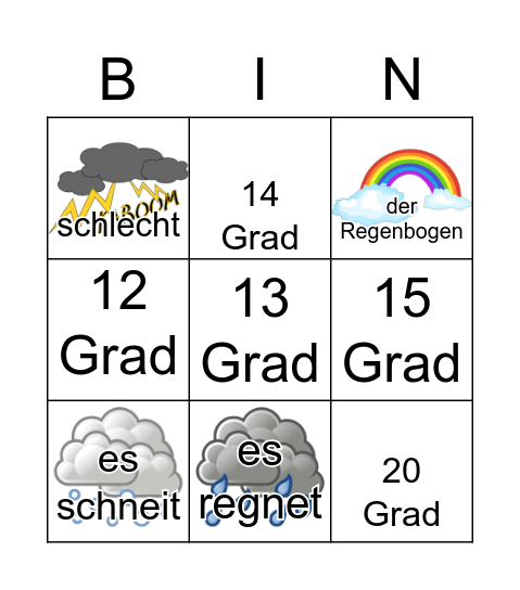 Das Wetter Bingo Card