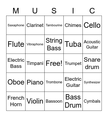 Orchestra Bingo Card
