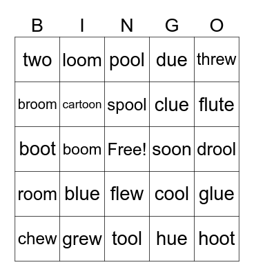 Spelling Unit 25 Bingo Card