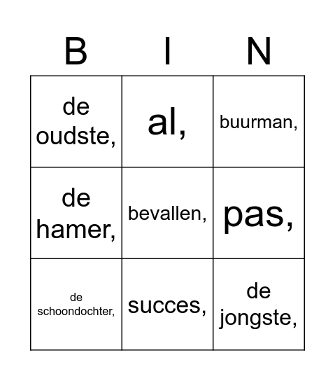 Nieuwe buren Bingo Card