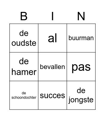 Nieuwe buren Bingo Card