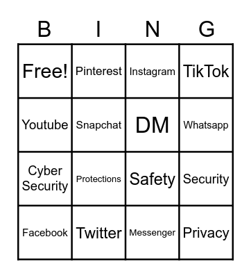 Social media Safety & Security Bingo Card