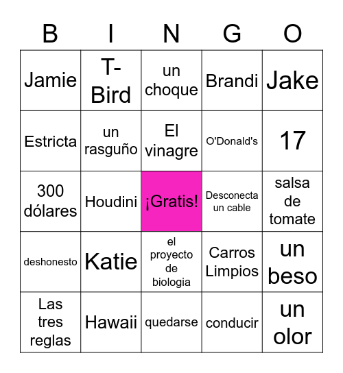 El nuevo Houdini Chs. 1-6 Bingo Card