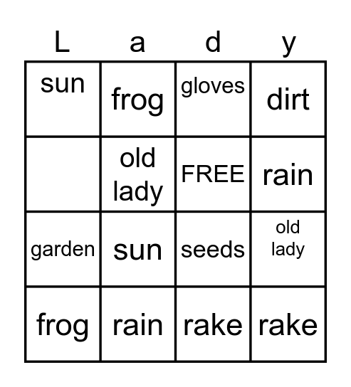 There was an Old Bingo Card