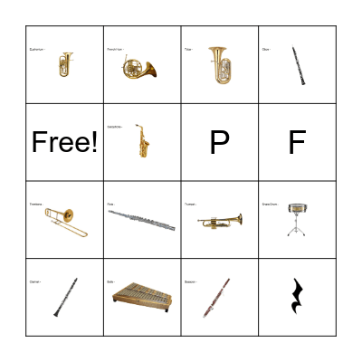 Instruments and Dynamics Bingo Card