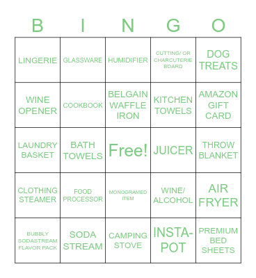 APRIL'S WEDDING SHOWER Bingo Card