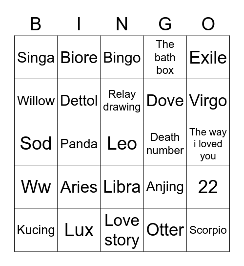 punya rara! Bingo Card