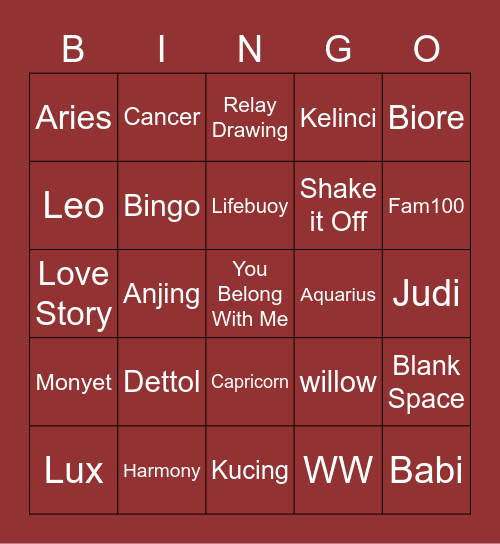Naladhika's Bingo Card