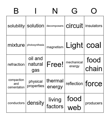 STAAR Review Bingo Card