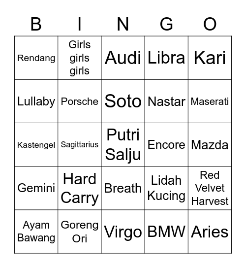 Younjungie Bingo Card
