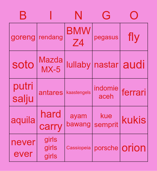 ocie Bingo Card