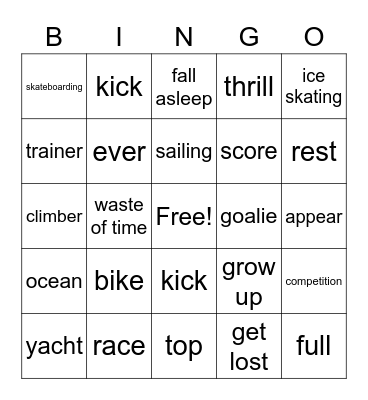 Unit 17 More 2 Bingo Card