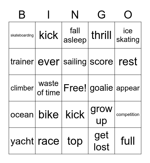 Unit 17 More 2 Bingo Card