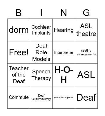 Mainstream vs.Deaf School Bingo Card