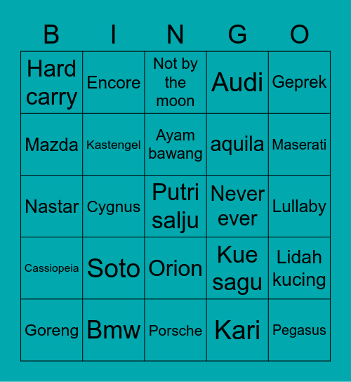 Jaewon Bingo Card